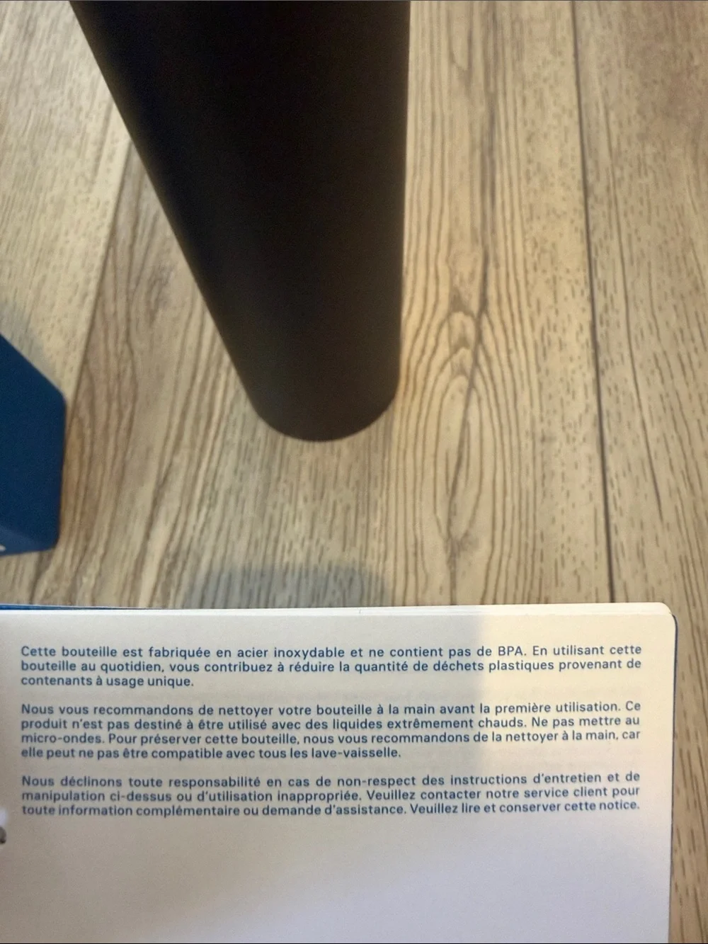 Balenciaga Black Matte Logo Water Bottle with Blue Box